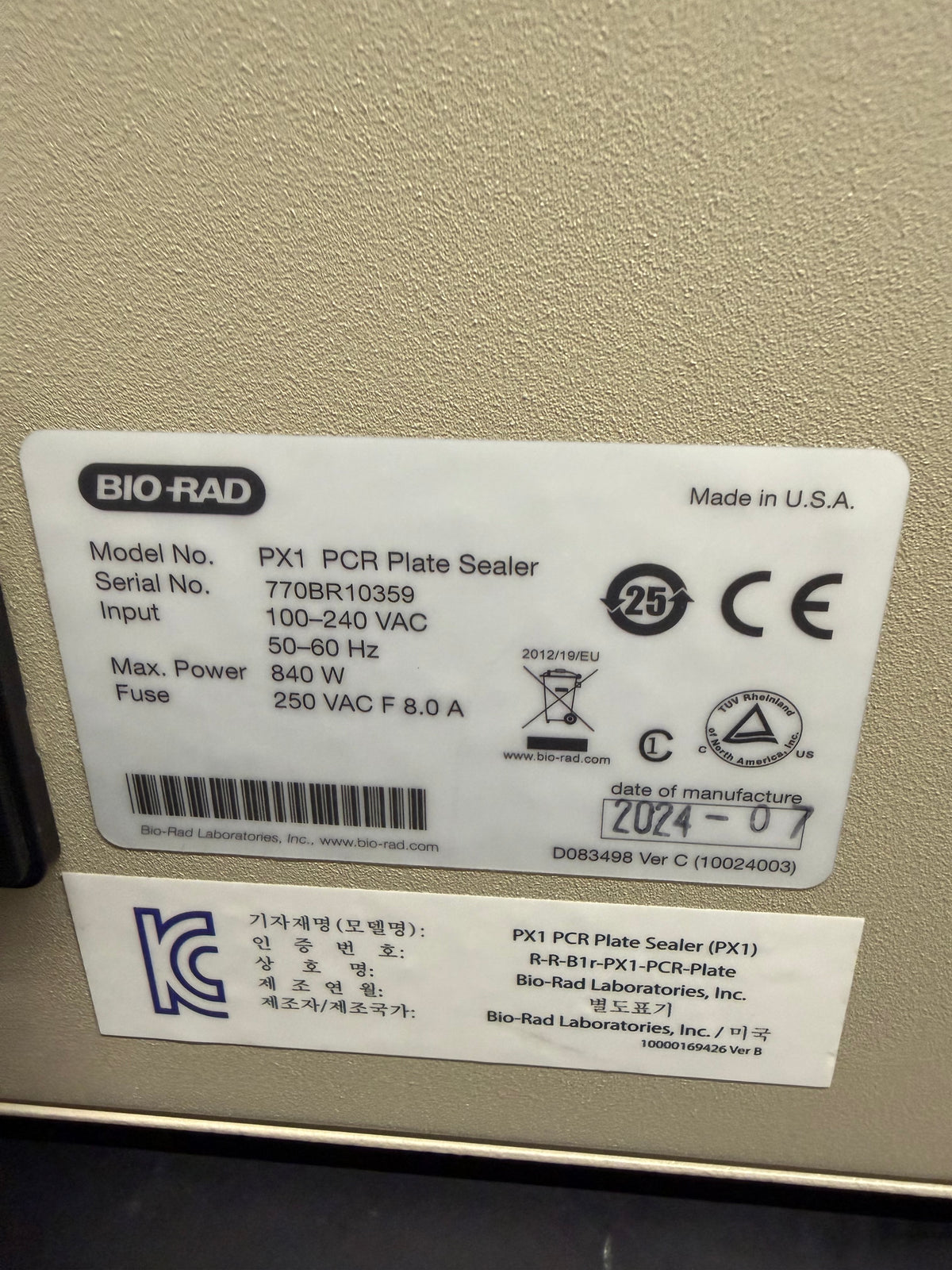 Bio-Rad PX1 PCR Plate Sealer (DOM 2024)