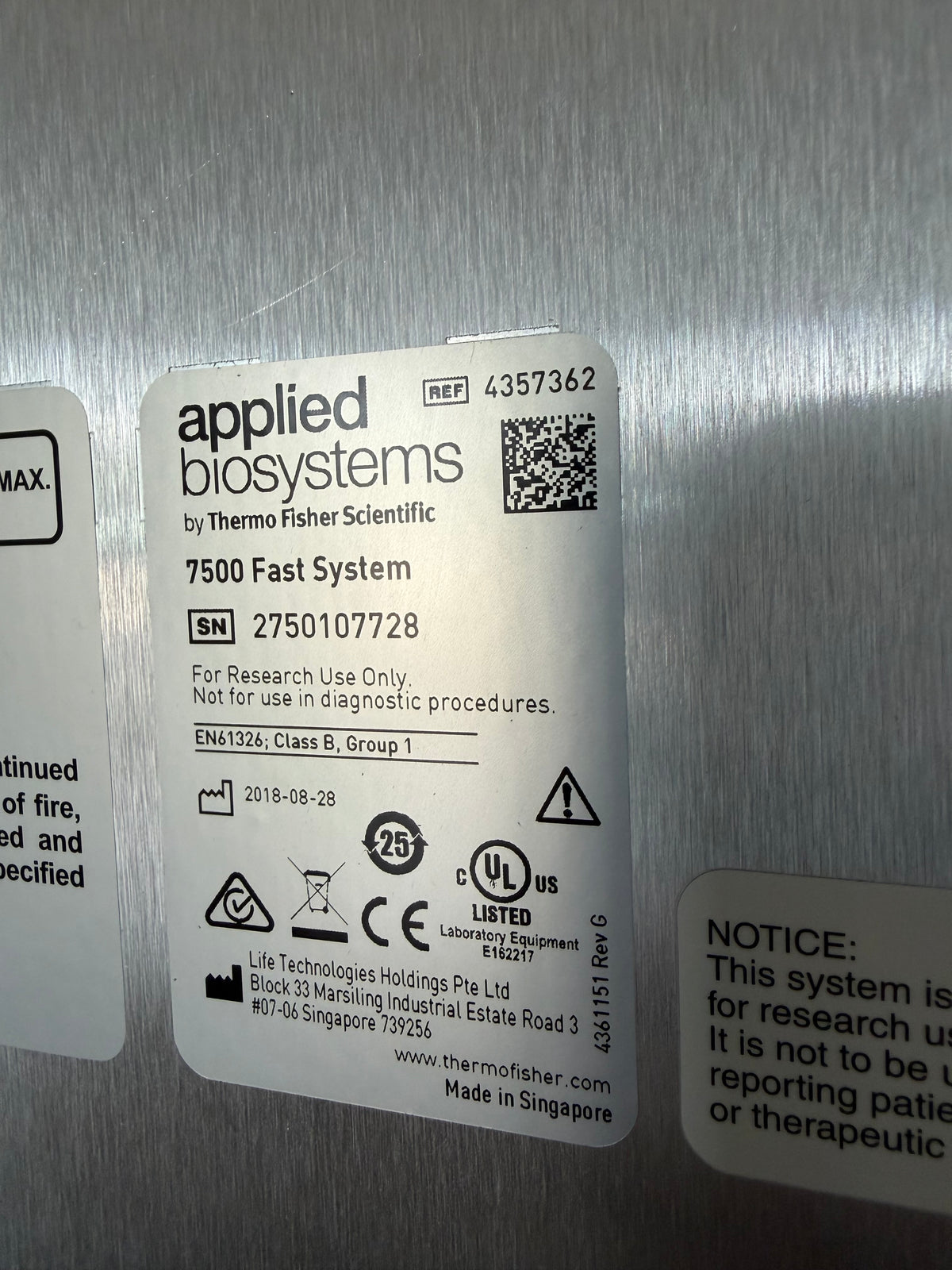 Applied Biosystems 7500 FAST Real-time PCR System 4357362