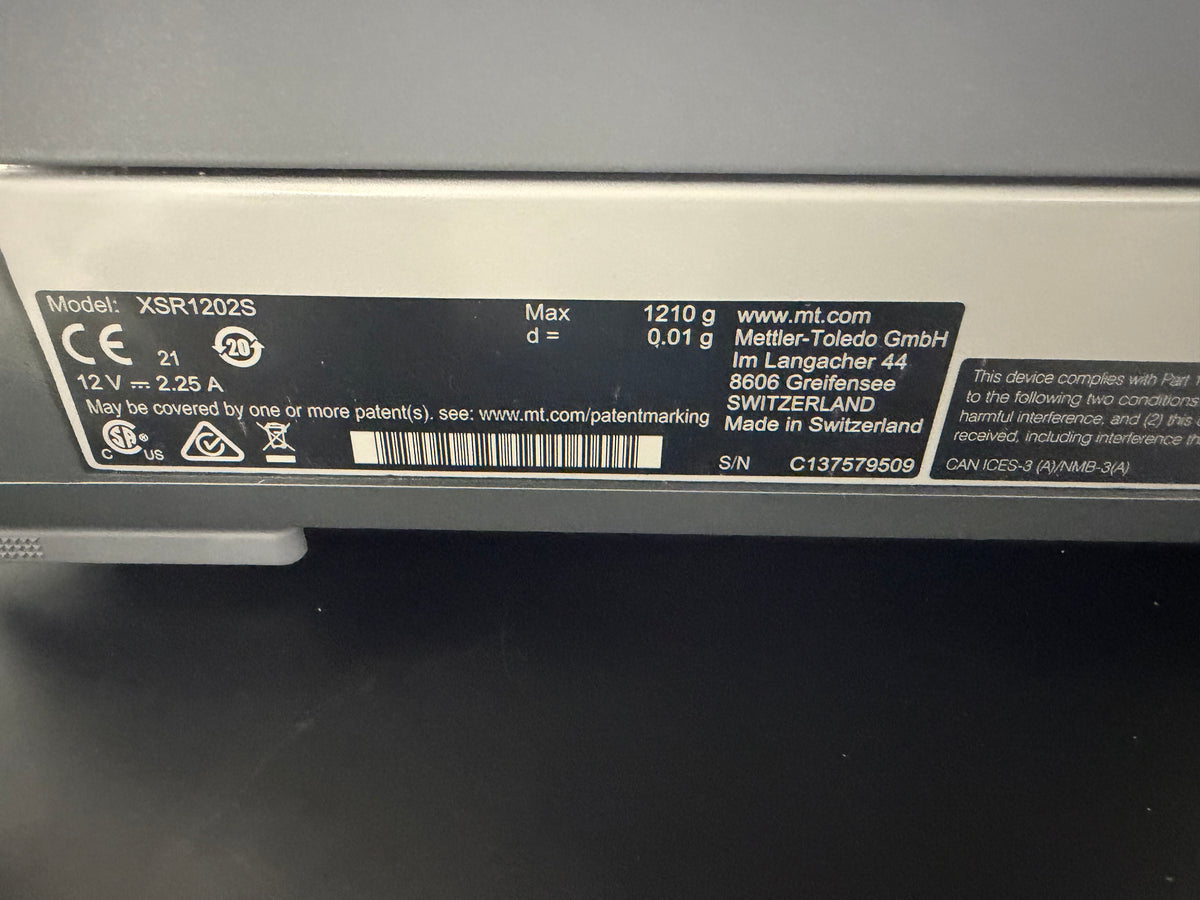 Mettler Toledo XSR1202S Excellence Precision Balance (1.2 kg x 10 mg)