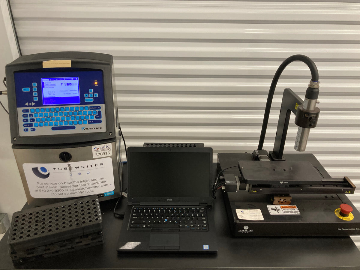 Videojet 1520 Continuous Ink Jet Printer w/ Tubewriter 360 Vial Labeling System