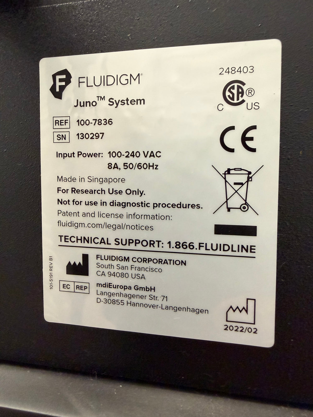 Fluidigm Juno Targeted DNA Sequencing System REF 100-7836