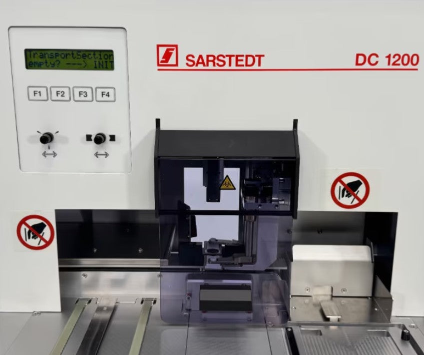 SARSTEDT DC1200 Automated Tube Decapper w/Air Supply & Base Cabinet (Unused)